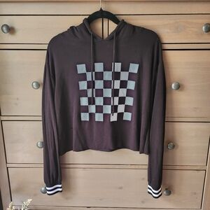 Riot Queen Checkered Cropped Hoodie